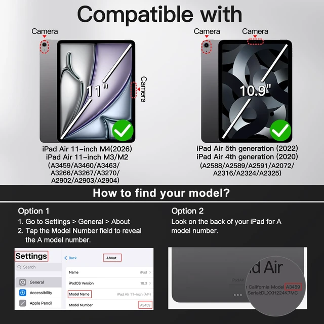 Alt view image 2 of 5 - JETech Keyboard Case for iPad Air 11" M4/M3/M2 & iPad Air 5/4, Black