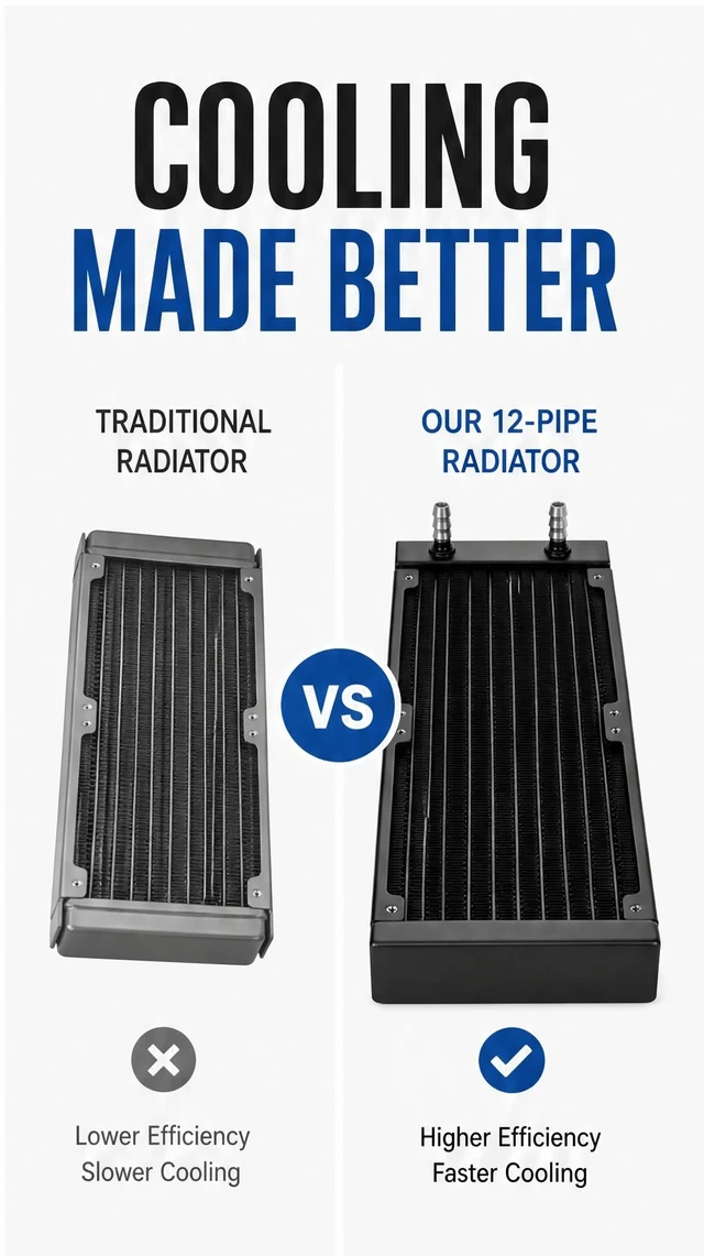 Alt view image 5 of 5 - 280 mm Water Cooling, 12 Pipe Aluminum Heat Exchanger, Easy Installation