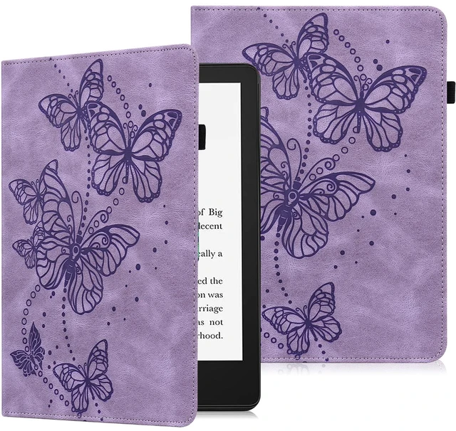 Main image of VODEFOX Case for 7" Kindle Paperwhite 12th Generation 2025/2024 and Kindle Colorsoft Signature Edition 2024, Butterfly PU Leather Cover with Auto Wake/Sleep for Kindle Paperwhite 2024 - Purple