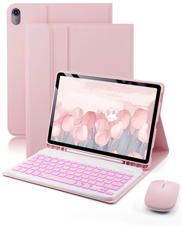 Main image of for iPad Air 11-inch/ 5th/ 4th Generation Case with Keyboard iPad Air 10.9/11-inch M4 M3 M2 Air 5 Air 4 Gen 2026/2025/2024/2022/2020 Magic Keyboard Backlit Built-in Pencil Holder with Mouse - Pink