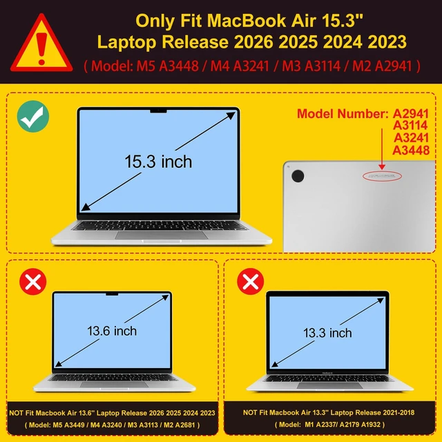 Alt view image 2 of 5 - Tuiklol for 2026 2025 2024 2023 MacBook Air 15 inch Case Model M5 A3448 M4 A3241 M3 A3114 M2 A2941 Hard Shell Case for MacBook 15.3'' Cover, Elephant