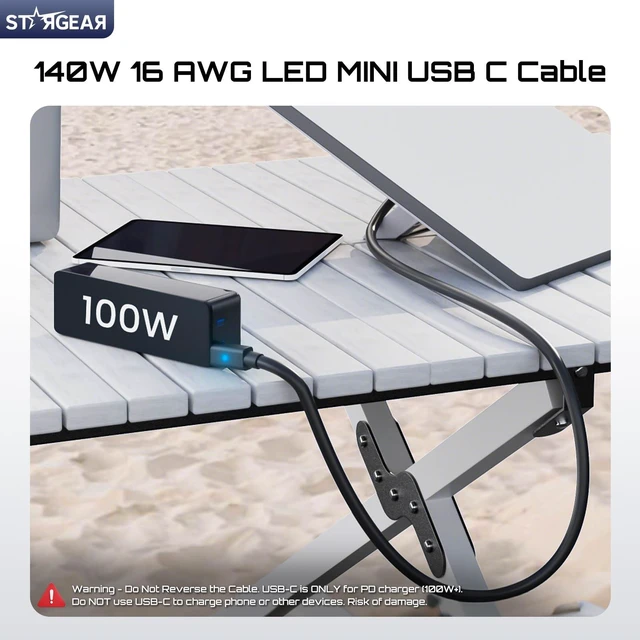Alt view image 3 of 5 - STARGEAR 6.5FT Starlink Mini Cable, 16AWG 140W Starlink USB C to DC Cable