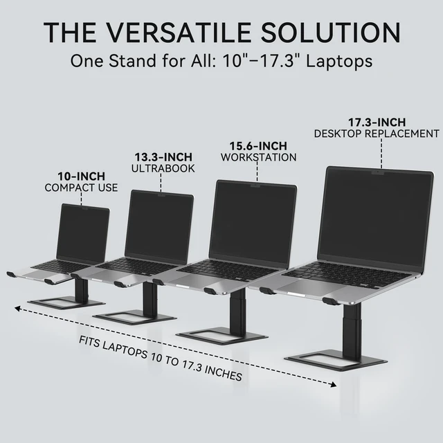 Alt view image 4 of 5 - SOUNDANCE Adjustable Laptop Stand, Aluminum Riser, 10-17.3", Black