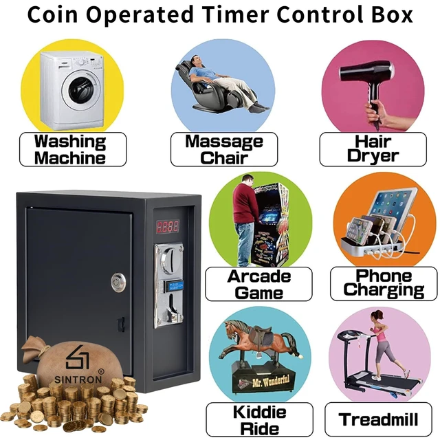 Alt view image 5 of 5 - Sintron ST-002 110V Coin Operated Timer Control Power Box for Electronic Device Vending Machine, Gaming Machines, Massage Chairs, Shoe Polishers, Washing Machines, Chargers, Dryers, Auto Car Wash, PCs