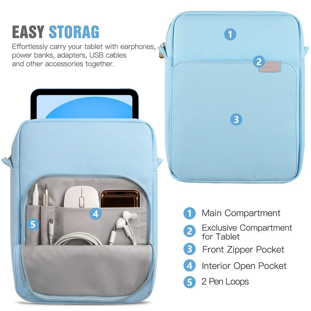 Alt view image 2 of 5 - TiMOVO 9-11" Tablet Sleeve Bag Carrying Case with Strap, Light Blue