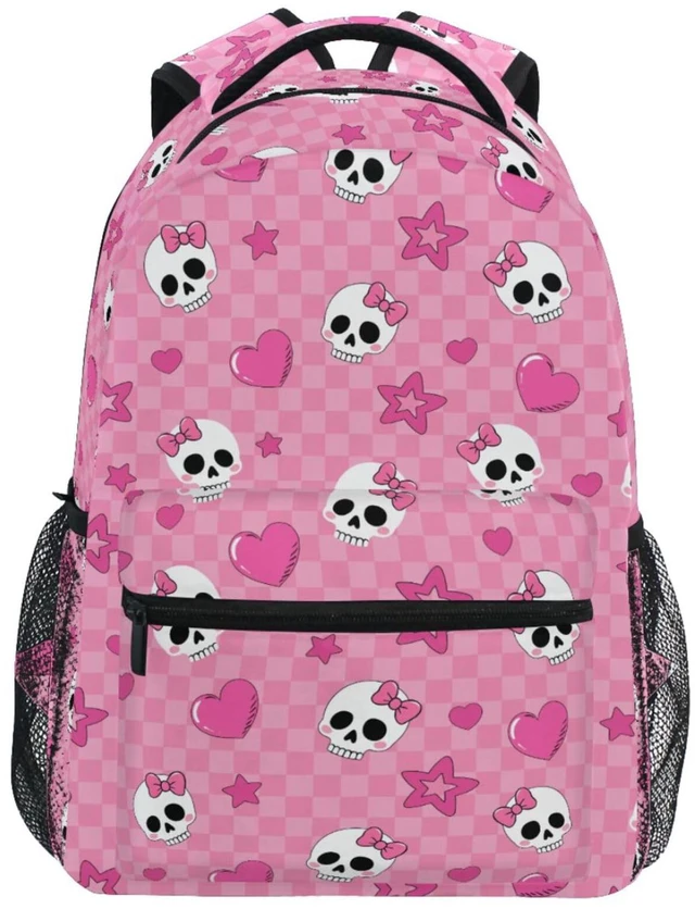 Main image of MNSRUU Student Travel School Backpack Pink Skull Girl College Laptop Backpacks Business iPad Tablet Computer Bookbags for Adult Teen One Size