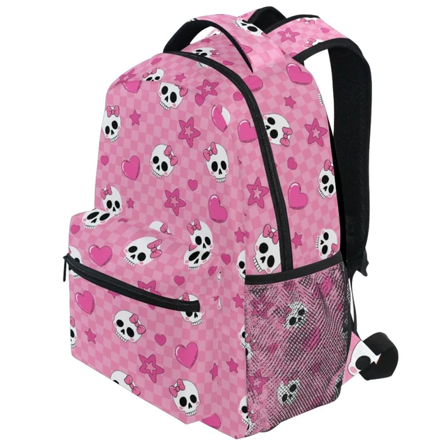 Alt view image 3 of 5 - MNSRUU Student Travel School Backpack Pink Skull Girl College Laptop Backpacks Business iPad Tablet Computer Bookbags for Adult Teen One Size