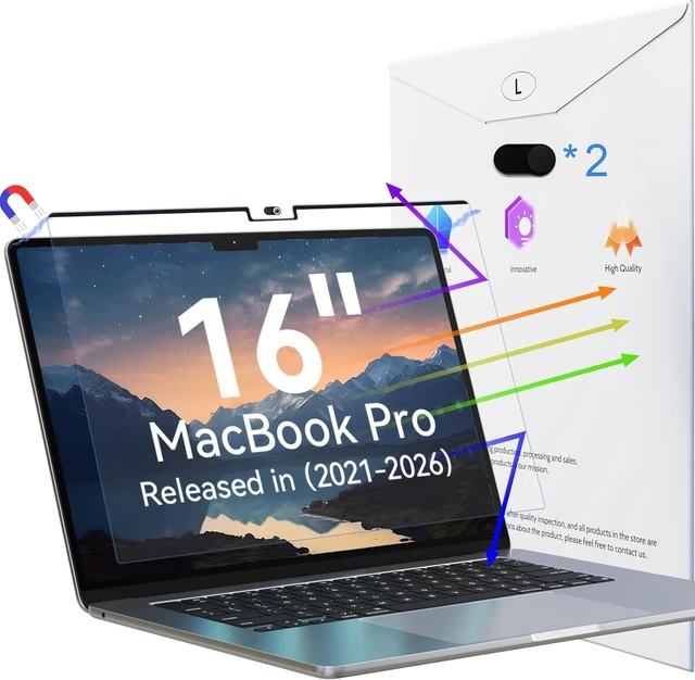 Main image of Peslv Magnetic Anti Blue Light Screen Protector for MacBook Pro 16 Inch (2021-2026, M1, M2, M3, M4, M5), Removable Glare Filter for 16.2" Mac Laptop Computer