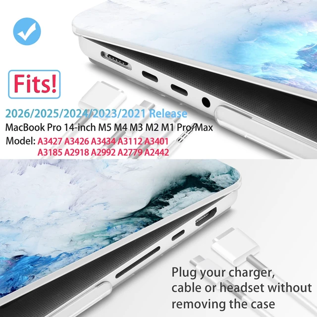 Alt view image 2 of 5 - Mektron Case for M5 MacBook Pro 14 inch 2026 Model A3427 A3426 Fit 2025-2021 Model A3434 A3112 M4 A3112 A3401 A3185 M3 A2918 A2992 M2 A2779 M1 A2442 Pro/Max Cover, Cloud & Lightning