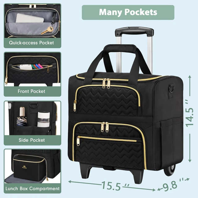 Alt view image 4 of 5 - MATEIN Rolling Laptop Bag for Women, 15.6 Inch Teacher Tote Bag with Wheels