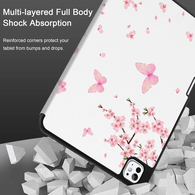 Alt view image 5 of 5 - MEEgoodo Case for M5 iPad Pro 11 inch 2025/M4 iPad Pro 11 inch Case 2024, Tablet Cover with Trifold Stand & Pencil Holder & Auto Wake/Sleep & Soft TPU Back Cover, Cherry Blossoms