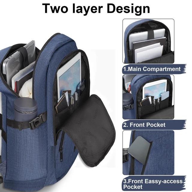 Alt view image 2 of 5 - Mancro Laptop Backpack, 15.6 Inch Business Backpack Anti Theft Computer Bag