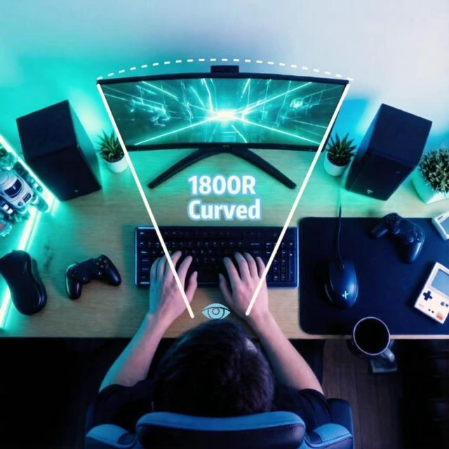 Alt view image 5 of 5 - ZZA 27 Inch Curved 280Hz Gaming Monitor, 1800R Curved Computer Gaming Monitor FHD 1080P, 4000:1, 120% sRGB, 1Ms GTG^^FreeSync^^HDR^^Low Blue Light^^HDMI DP^^ VESA Support 100x100mm(No Speakers)