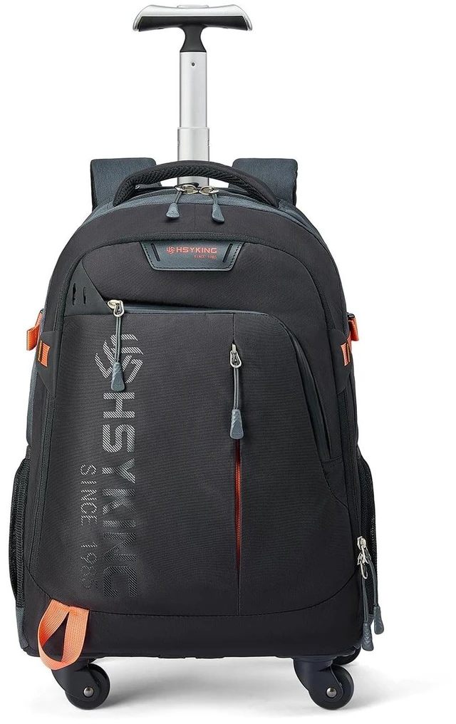 Main image of HSYKING 20 Inches Water-resistant Rolling Laptop Backpack Wheeled Backpack for Adult, Business People and Travel Commuter Carry-on Luggage with Spinner Wheels Travel Luggage (Black, 20 Inches)