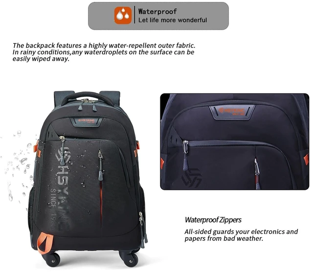 Alt view image 5 of 5 - HSYKING 20 Inches Water-resistant Rolling Laptop Backpack Wheeled Backpack for Adult, Business People and Travel Commuter Carry-on Luggage with Spinner Wheels Travel Luggage (Black, 20 Inches)