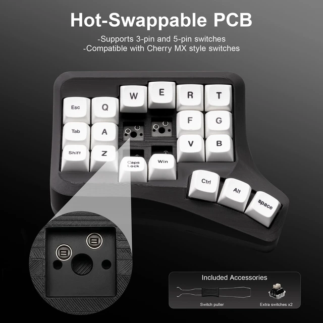 Alt view image 4 of 5 - YIVU 40% Velvet Wireless Split Keyboard, Ergonomic Hot Swappable Mechanical