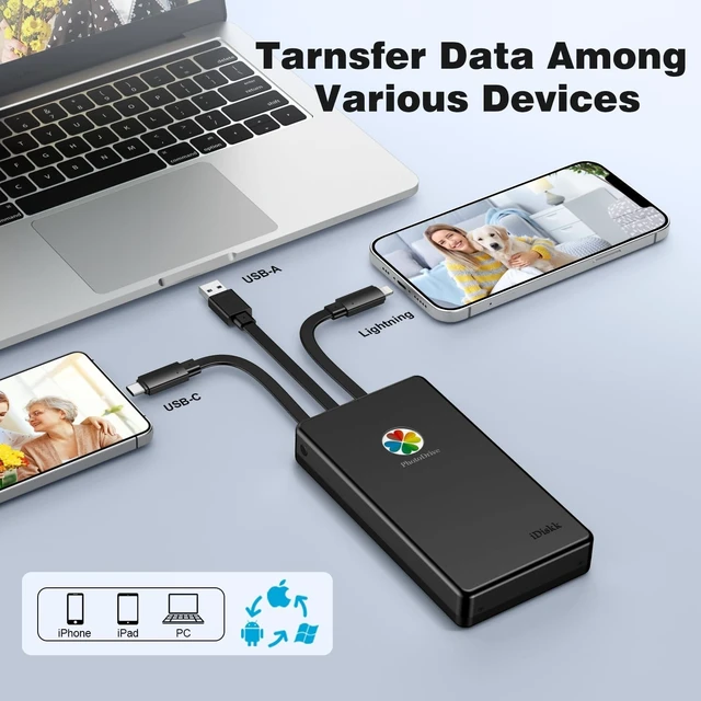 Alt view image 4 of 5 - iDiskk 500GB A-pple Certified External Hard Drive for iPhone iPad Android