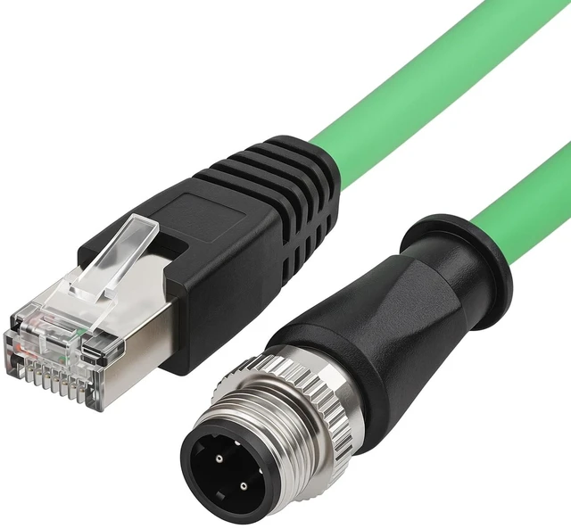 Main image of ZBLZGP M12 D-Code 4-Pin Male to RJ45 Industrial Ethernet Cable, 20M (65.6ft), 24AWG CAT5e SFTP Shielded PVC, IP67 Waterproof, for Profinet, EtherCAT, Encoder & Industrial Network
