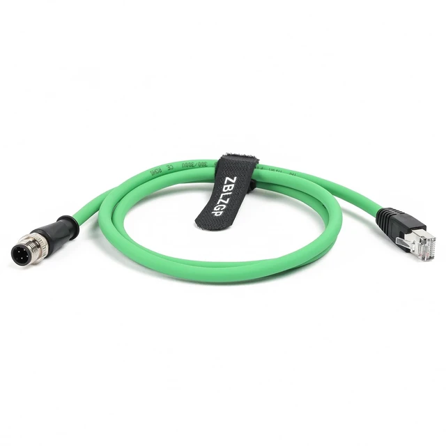 Alt view image 2 of 5 - ZBLZGP M12 D-Code 4-Pin Male to RJ45 Industrial Ethernet Cable, 20M (65.6ft), 24AWG CAT5e SFTP Shielded PVC, IP67 Waterproof, for Profinet, EtherCAT, Encoder & Industrial Network