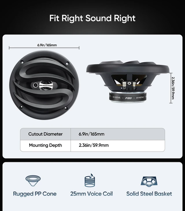 Alt view image 5 of 5 - 6.5" Car Audio Door Speakers (2-Pairs) for Honda Accord/Civic/CR-V/Acura