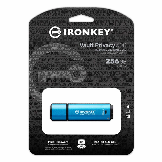 Alt view image 3 of 5 - Kingston IronKey Vault Privacy 50 USB-C 256GB Flash Drive
