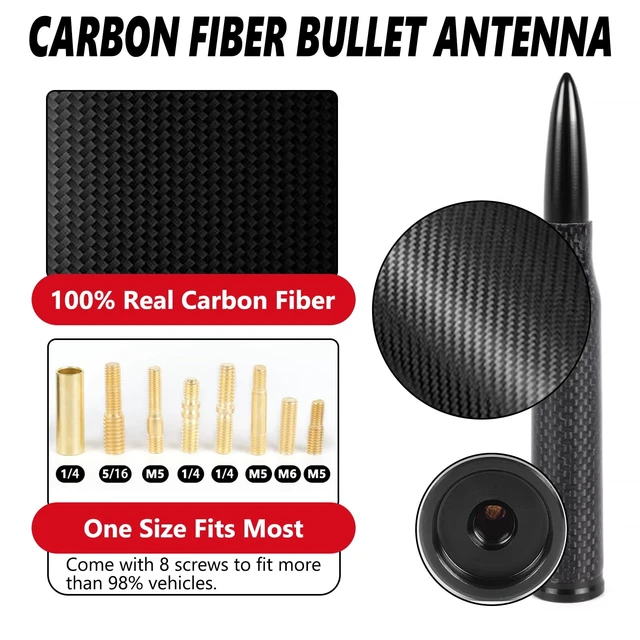 Alt view image 2 of 5 - KARTONMOTOR 50 Cal Bullet Antenna for Trucks & SUVs 5.5" Universal