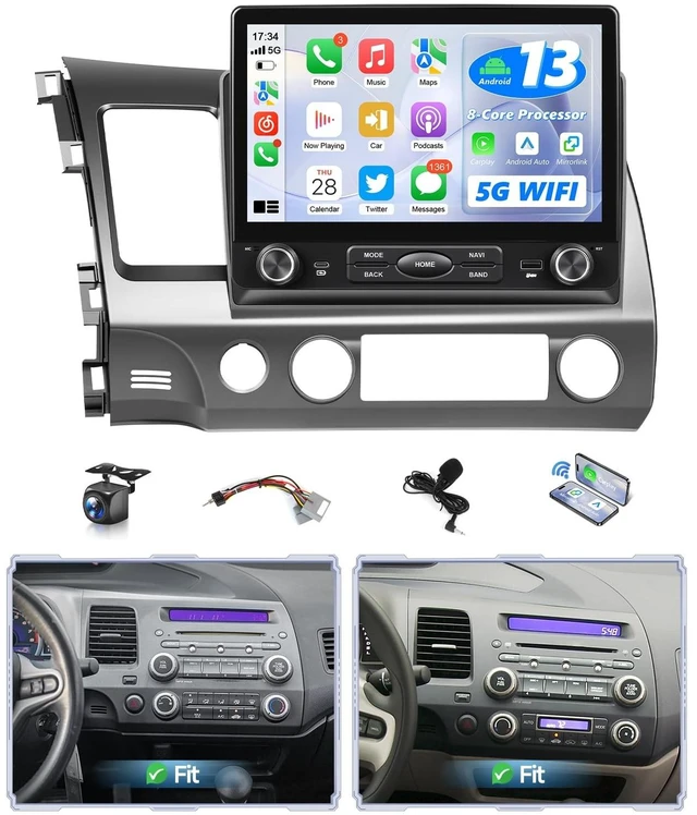 Main image of Wadpon 8Core Android Car Stereo for Honda Civic 2006 to 2011 Apple CarPlay (10.2IN 8CORE, 2G+32G,Civic 06-11(Physical Buttons))