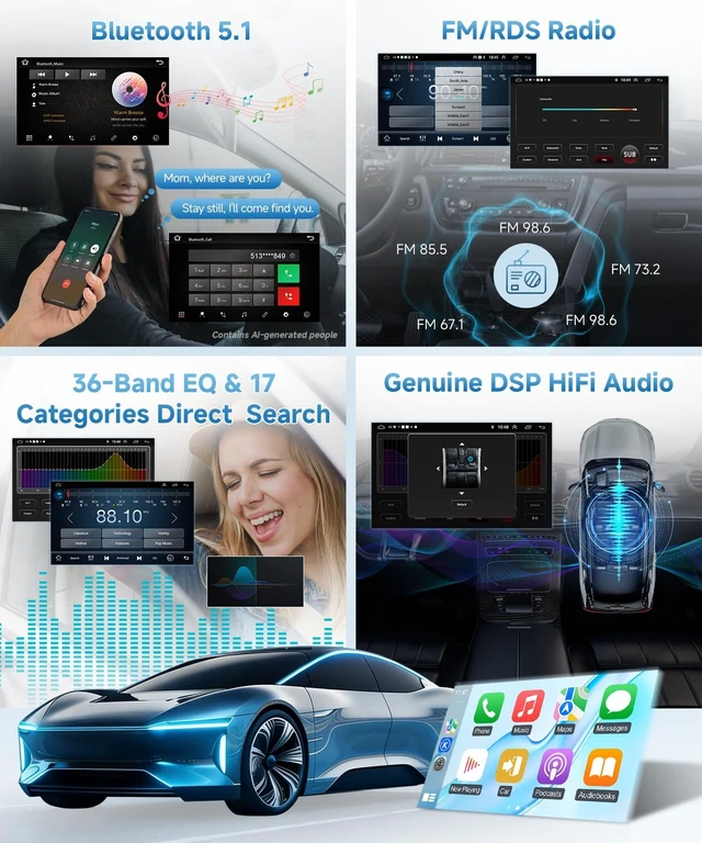 Alt view image 5 of 5 - Wadpon 8Core Android Car Stereo for Honda Civic 2006 to 2011 Apple CarPlay (10.2IN 8CORE, 2G+32G,Civic 06-11(Physical Buttons))