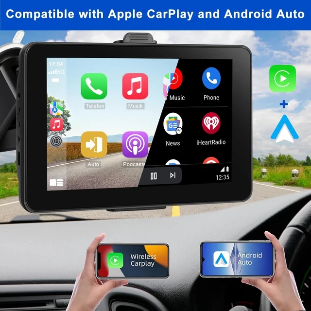 Alt view image 3 of 5 - Portable Carplay Screen for Car Compatable with Apple CarPlay and Android Auto,Wireless Car Play Unit with GPS Navigation,Bluetooth,Mirror Link,Touch Screen for All Vehicles (7 Inch+Reverse Cam