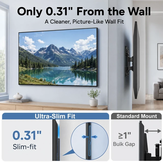 Alt view image 2 of 5 - Ultra Slim TV Wall Mount for 42 to 100 Inch Flat, Slim and Frame LED TVs