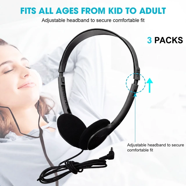 Alt view image 2 of 5 - Konohan 150 Pack Headphones Bulk Classroom Headphones, Black, Classic