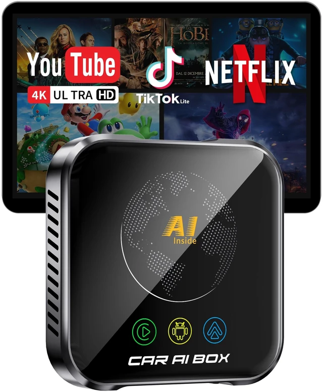 Main image of Magic AI Box Wireless CarPlay Adapter, Fast Car Video Box Plug & Play, Easy Setup, Supports Netflix/YouTube/TF Card Equalizers and More for OEM Wired CarPlay/Android Auto Cars(Jet)