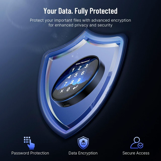 Alt view image 3 of 5 - OSCOO 512GB Touchscreen Encrypted External SSD Hard Drive, Up to 2000MB/s