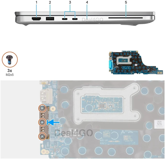 Alt view image 3 of 5 - Deal4GO Dual USB-C Port Connector Module 52V7C 052V7C Replacement for Dell Pro 14 Plus, Pro 16 Plus PB16250 PB14250 Laptop 2-in-1