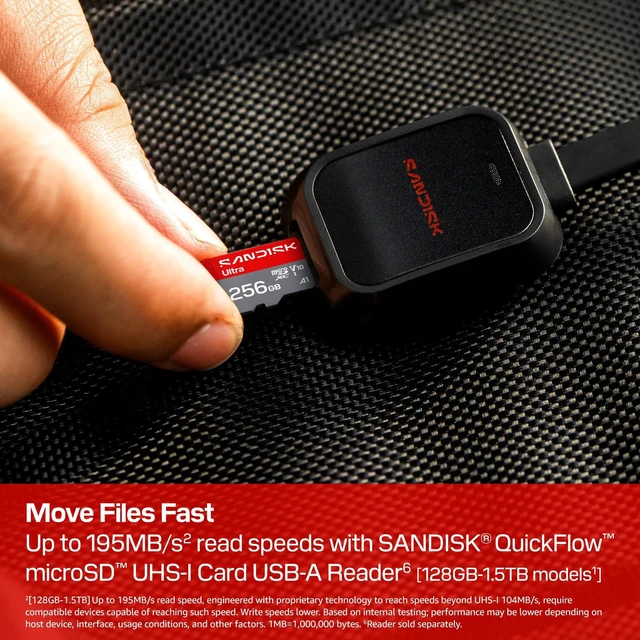 Alt view image 4 of 5 - SANDISK 256GB Ultra microSD Card + Adapter, Up to 195MB/s Read Speeds