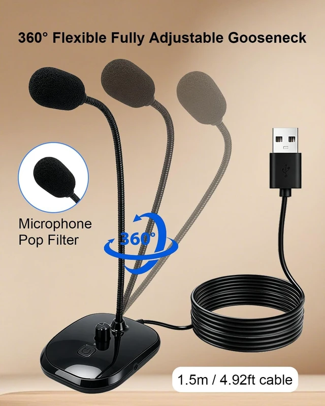 Alt view image 2 of 5 - SEYUGOPTI USB Desktop Gooseneck Microphone, with Mute Button