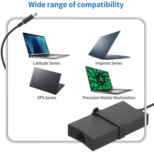 Alt view image 5 of 5 - 130W 19.5V 6.7A DA130PE1-00 Laptop Charger Fit for Dell Inspiron 15 7559 5577 G3 3579, Precision 3510 3520, 7.4mm 5.0mm Big Round Tip AC Adapter with Power Cord