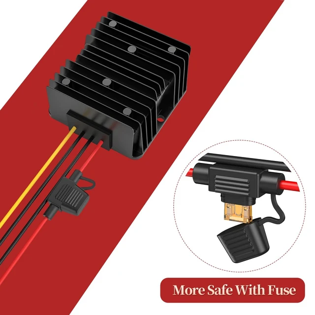 Alt view image 5 of 5 - 12VDC to 24VDC Converter 10A 240W, 12V to 24V DC Step Up Converter with Fuse, IP67 Waterproof 12 to 24 Volt Boost Converter with Wire Terminal Block for Golf Cart, LED Lights, Truck, Boat