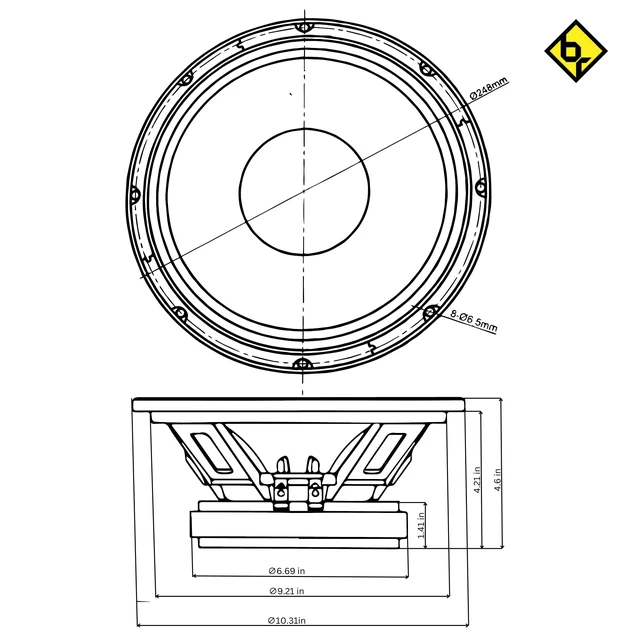 Alt view image 5 of 5 - Bass Rockers10-Inch Water-Resistant Midbass Car Speaker 600W RMS/1200W Max, Carbon Fiber Cone, 2.5 Voice Coil, Die-Cast Aluminum Basket, 8Ohm High-Sensitivity 95dB Midrange/Midbass Loudspeaker