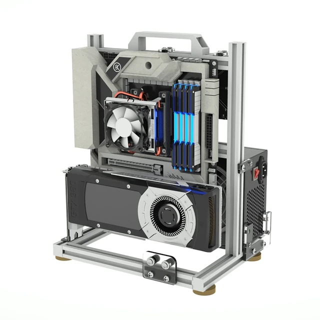 Alt view image 4 of 5 - Aluminum Alloy Open Case Gaming Computer Chassis Desktop Bracket Water Cooling Box Itx Personality Creativity
