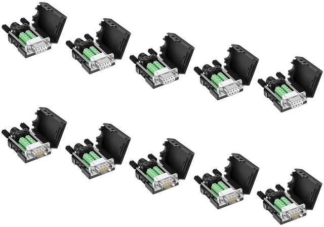 Main image of Dbilida DB9 Solderless Connector (5Male+5Female), DB9 Breakout Connector RS232 D-SUB Serial to 9pin Port Terminal with Case