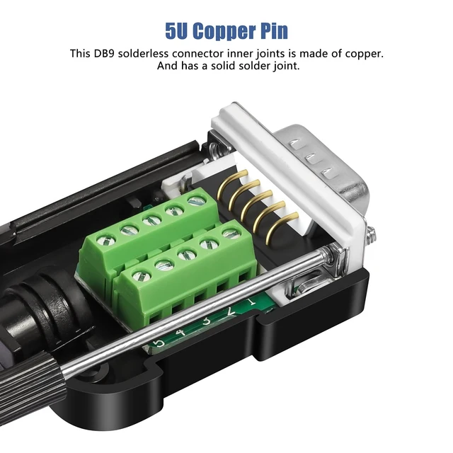 Alt view image 3 of 5 - Dbilida DB9 Solderless Connector (5Male+5Female), DB9 Breakout Connector RS232 D-SUB Serial to 9pin Port Terminal with Case