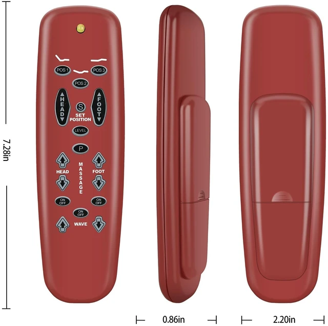 Alt view image 2 of 5 - RYQIF Replacement Remote Control for Flex Fit Plus/Sealy/Wallhugger Scape/Leggett & Platt E95 Basis C3/Tempurpedic Lifestyles S-Cape E95 Adjustable Bed-Red