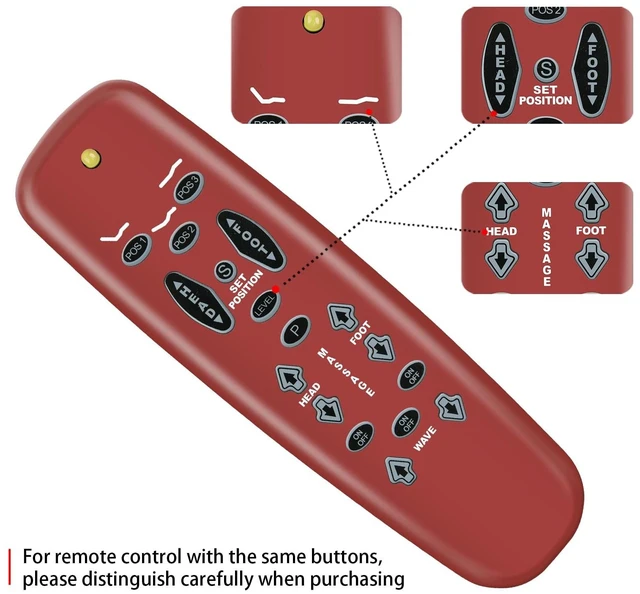 Alt view image 4 of 5 - RYQIF Replacement Remote Control for Flex Fit Plus/Sealy/Wallhugger Scape/Leggett & Platt E95 Basis C3/Tempurpedic Lifestyles S-Cape E95 Adjustable Bed-Red
