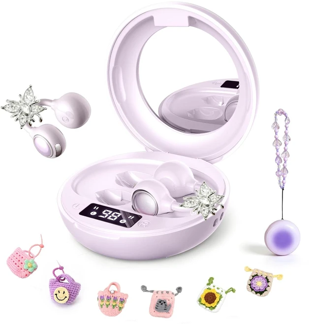 Main image of YUEHEMEI Clip On Open Ear Earbuds, Butterfly Earrings Bracelet Handmade Bag