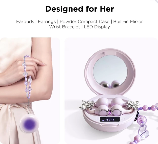 Alt view image 2 of 5 - YUEHEMEI Clip On Open Ear Earbuds, Butterfly Earrings Bracelet Handmade Bag