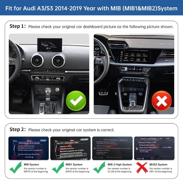 Alt view image 2 of 5 - Road Top 10.25" Ultra-Narrow CarPlay Screen for Audi A3/S3 MIB (2014-2019)