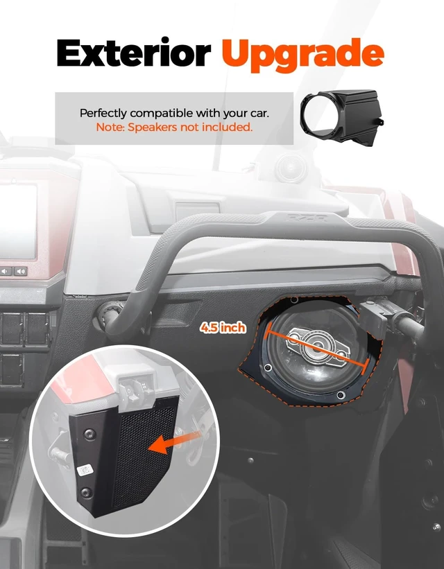 Alt view image 2 of 5 - HugeUTV Under Dash Speaker Pods for Polaris RZR PRO XP/PRO R/Turbo R