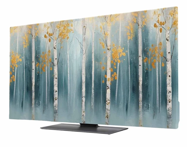 Main image of DecorLovee Abstract Forest Art TV Cover Indoor Elastic TVs Screen Protector, Oil Painted Trees Branch Smear Art Monitor Covers Inside Dust Proof Slipcover, 85 Inch TV Cover for Flat or Curved TVs