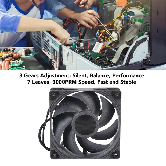 Alt view image 3 of 5 - 120mm Case Fan, 4pin PWM Silent Computer Fan, 3000RPM Double Ball Bearing Cooler Fan, Intelligent Temperature, 43.6dBA Low Noise